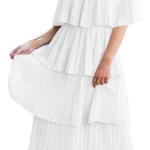 Elegant White Pleated Dress